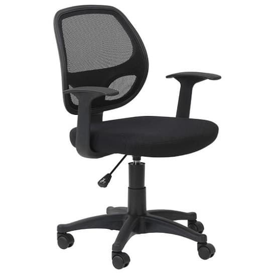 Davis Home & Office Chair In Black With Fabric Seat_2