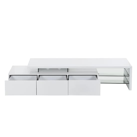 Alanis High Gloss TV Stand With Storage In White And LED Lights_2
