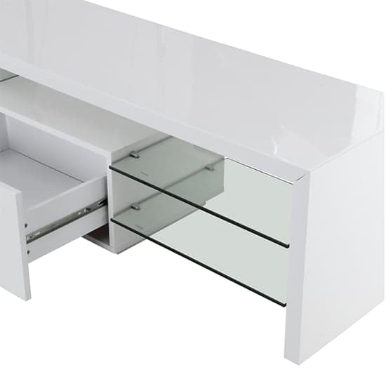 Alanis High Gloss TV Stand With Storage In White And LED Lights_5