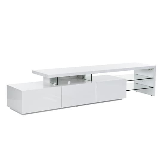 Alanis High Gloss TV Stand With Storage In White And LED Lights_6