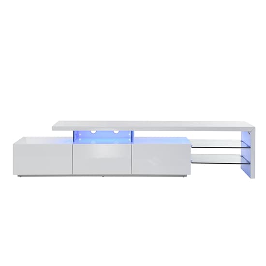 Alanis High Gloss TV Stand With Storage In White And LED Lights_7