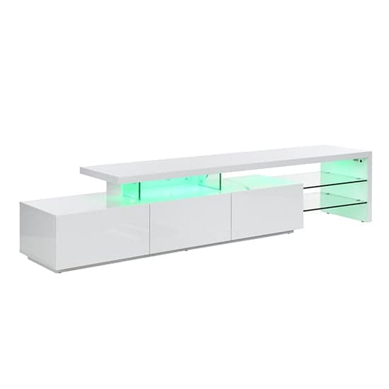Alanis High Gloss TV Stand With Storage In White And LED Lights_9