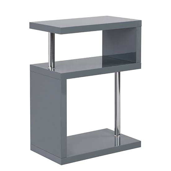 Albania High Gloss 3 Tiers Shelving Unit In Grey_3