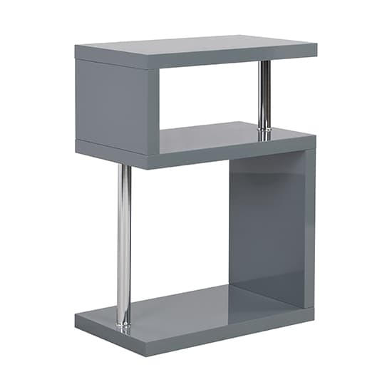Albania High Gloss 3 Tiers Shelving Unit In Grey_4