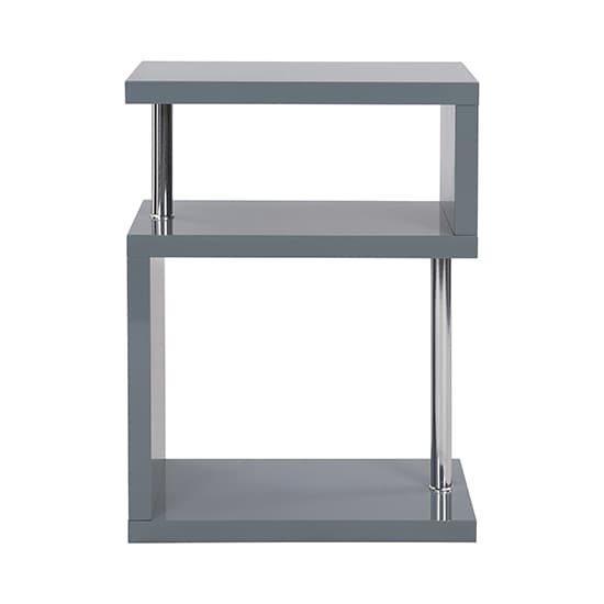 Albania High Gloss 3 Tiers Shelving Unit In Grey_5