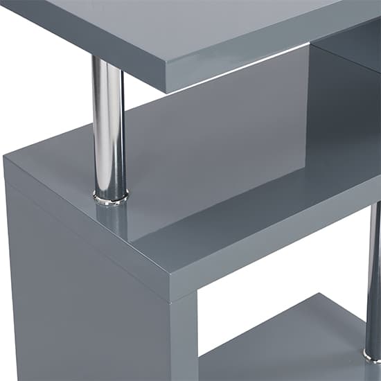 Albania High Gloss 3 Tiers Shelving Unit In Grey_8
