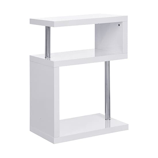 Albania High Gloss 3 Tiers Shelving Unit In White_3