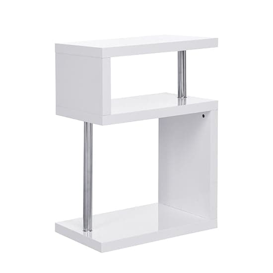 Albania High Gloss 3 Tiers Shelving Unit In White_4