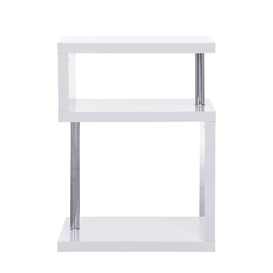 Albania High Gloss 3 Tiers Shelving Unit In White_5