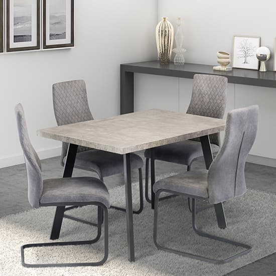 Amalki Wooden Dining Table In Cement Effect_2