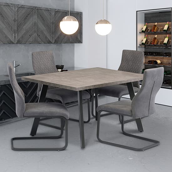 Amalki Wooden Dining Table In Cement Effect_3