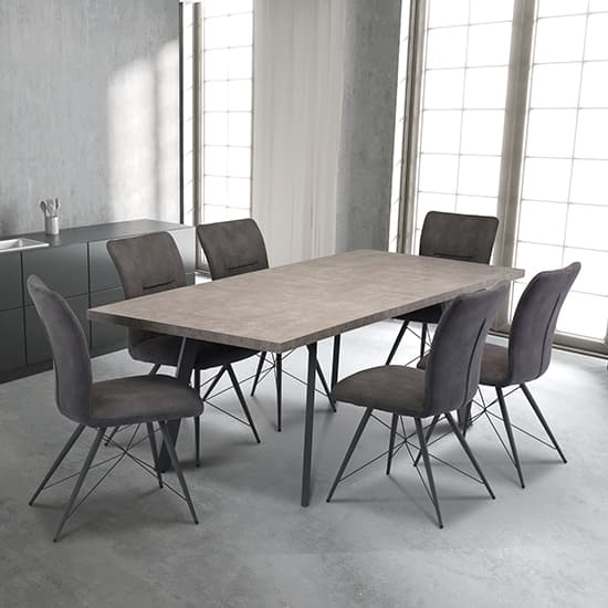 Amalki Extending Wooden Dining Table In Cement Effect_3
