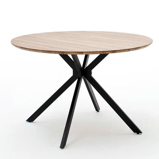 Artois Wooden Dining Table Round In Wild Oak And Anthracite Legs_2