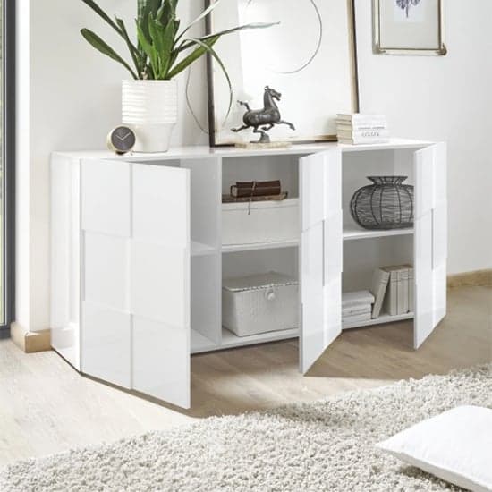 Aspen High Gloss Sideboard With 3 Doors In White_3