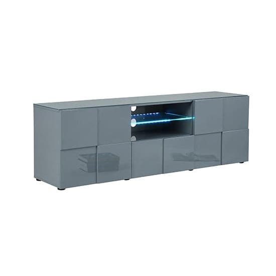 Aspen High Gloss TV Sideboard In Grey With LED Lights_6