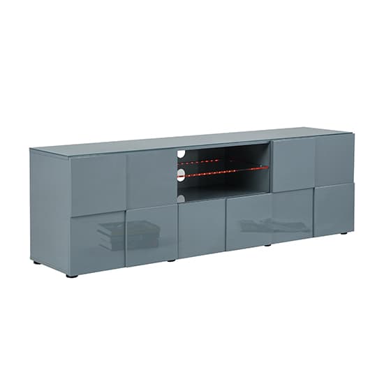 Aspen High Gloss TV Sideboard In Grey With LED Lights_8