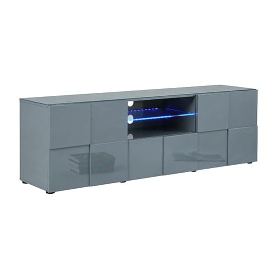 Aspen High Gloss TV Sideboard In Grey With LED Lights_9