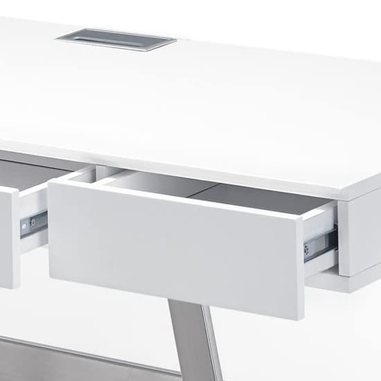 Aspen Wooden Laptop Desk With 3 Drawers In Matt White_4