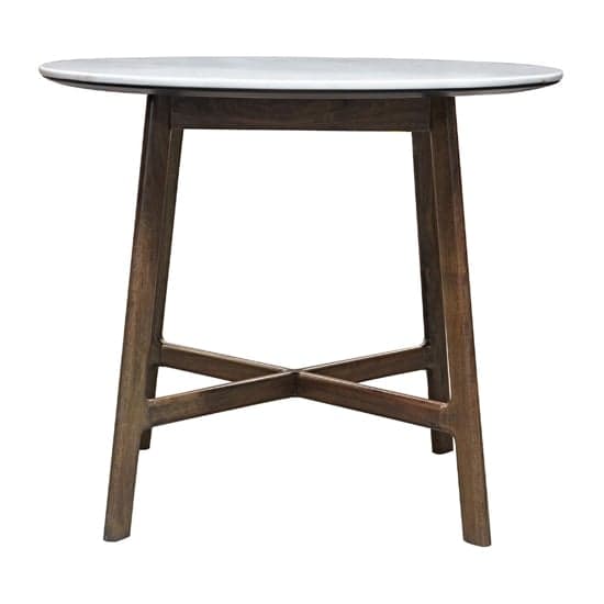 Barcela Round Dining Table With White Marble Top In Walnut_1