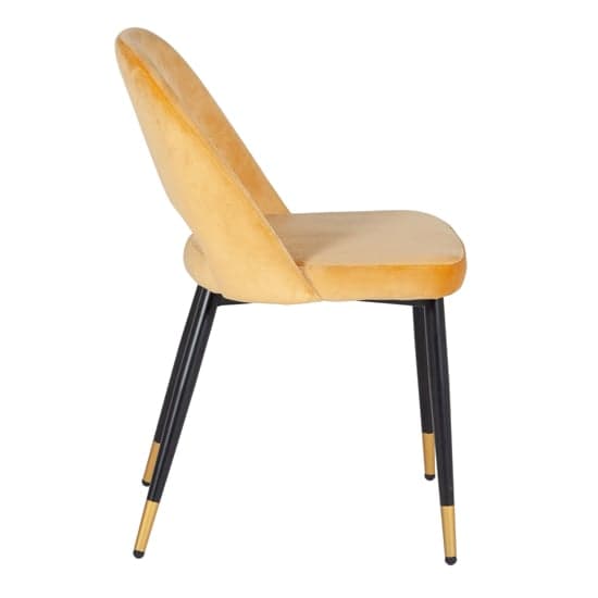Biretta Velvet Dining Chair With Metal Frame In Mustard_2