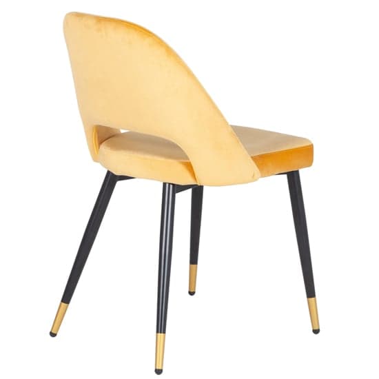 Biretta Velvet Dining Chair With Metal Frame In Mustard_3