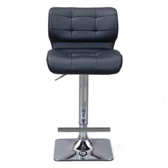 Candid Faux Leather Bar Stool In Black With Chrome Base_4