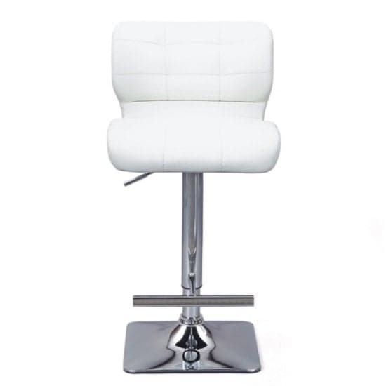 Candid White Faux Leather Bar Stools With Chrome Base In Pair_2