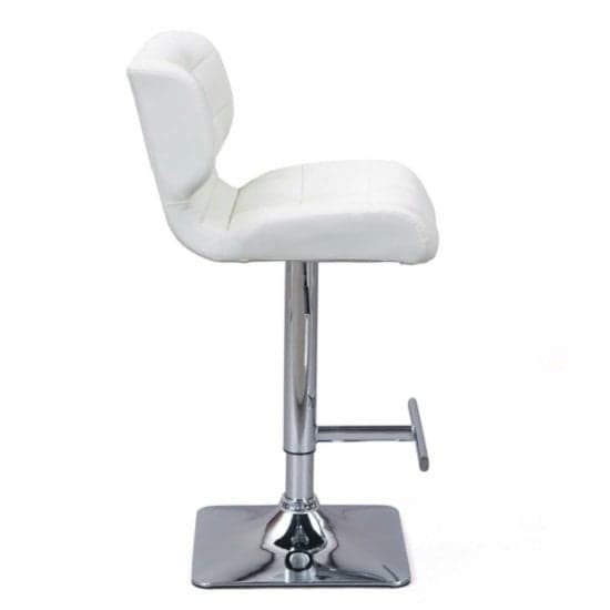 Candid White Faux Leather Bar Stools With Chrome Base In Pair_4