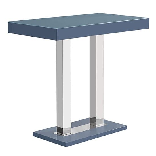 Caprice High Gloss Bar Table Rectangular Glass Top In Grey Furniture