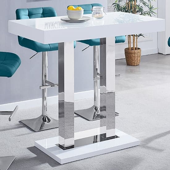 Caprice High Gloss Bar Table Rectangular In White