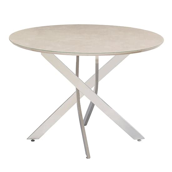 Caprika Marble Effect Round Dining Table In Taupe_1