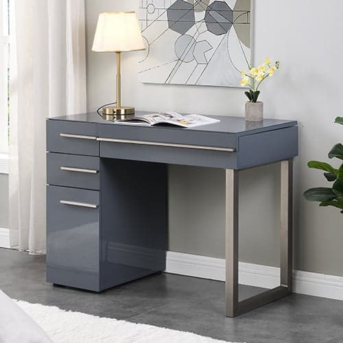 Carter High Gloss Dressing Table With Mirror In Grey_2