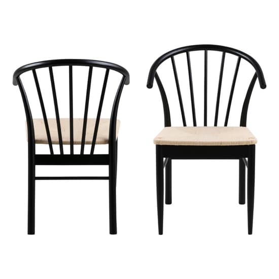 Casinor Oak And Black Wooden Dining Chairs In Pair Furniture in Fashion