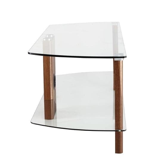 Clevedon Small Clear Glass TV Stand With Walnut Frame_4