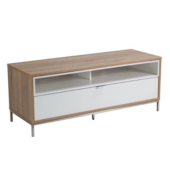 Clevedon Small Wooden TV Stand In Light Oak And White_1
