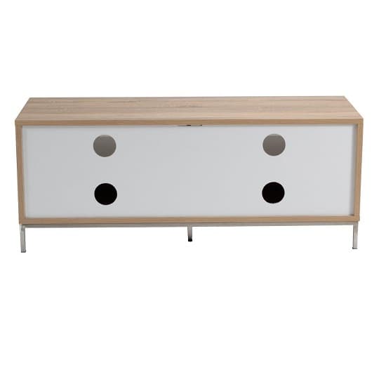Clevedon Small Wooden TV Stand In Light Oak And White Furniture in
