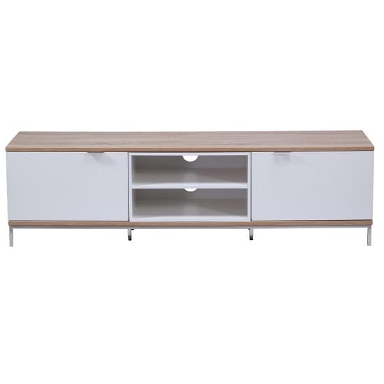 Clevedon Medium Wooden TV Stand In Light Oak And White_4