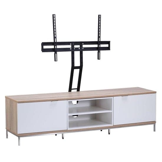 Clevedon Medium Wooden TV Stand In Light Oak And White_5