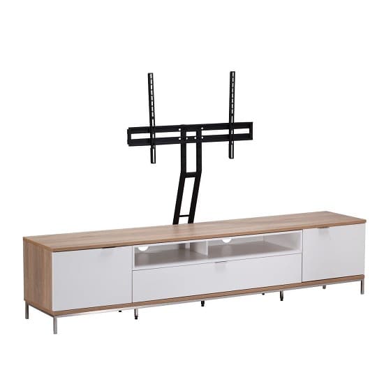 Clevedon Large Wooden TV Stand In Light Oak And White Furniture in