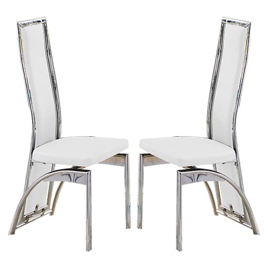 Chicago White Faux Leather Dining Chairs In Pair_1