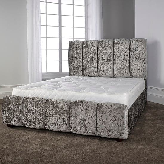 Winstead Trendy Bed In Glitz Silver With Wooden Feet_1