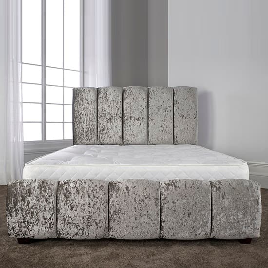 Winstead Trendy Bed In Glitz Silver With Wooden Feet_4
