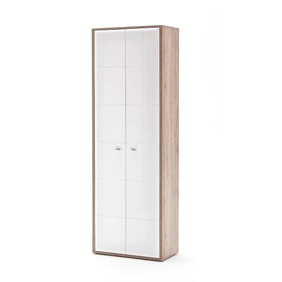 Camino Wardrobe In White Gloss Front And Sanremo Oak With 2 Door_1