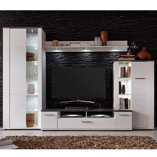 Erika Wooden Living Room Sets In White And Brown With LED_2