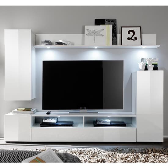Delta Living Room Furniture Set 1 In White High Gloss With LED_2