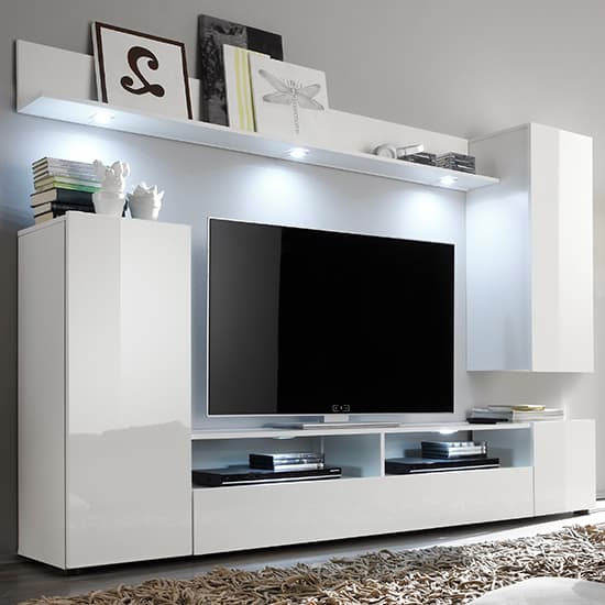 Delta Living Room Furniture Set 1 In White High Gloss With LED_3