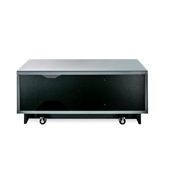 Elements Small Glass TV Stand With 1 Glass Door In Grey_4