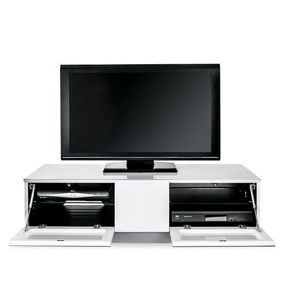 Crick LCD TV Stand Medium In White With Glass Door_6