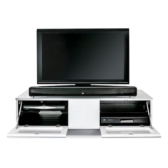 Crick LCD TV Stand Medium In White With Glass Door_7