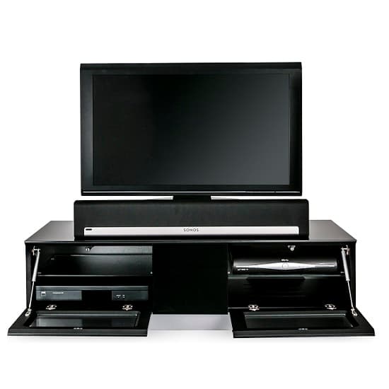 Crick LCD TV Stand Medium In Black With Glass Door_5